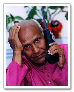 Sri Chinmoy on the phone...